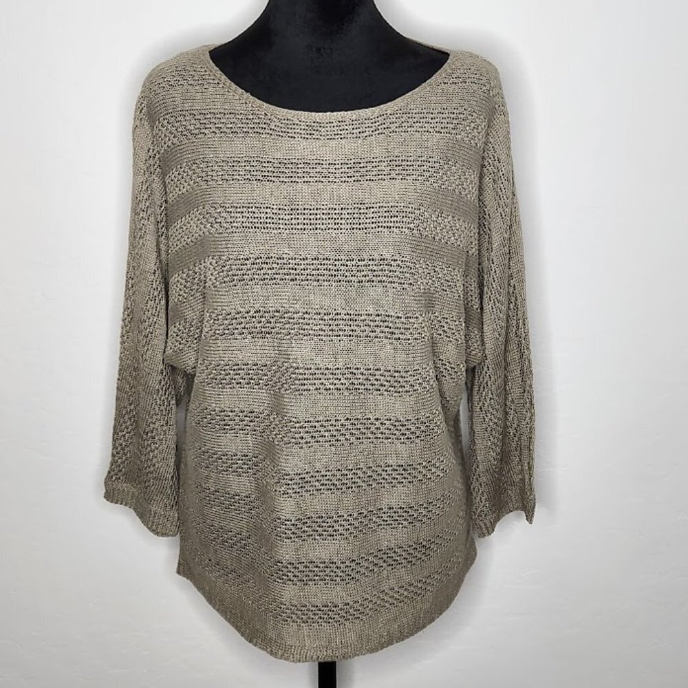 Tahari Woman's Linen Knit Sweater Top Size Small